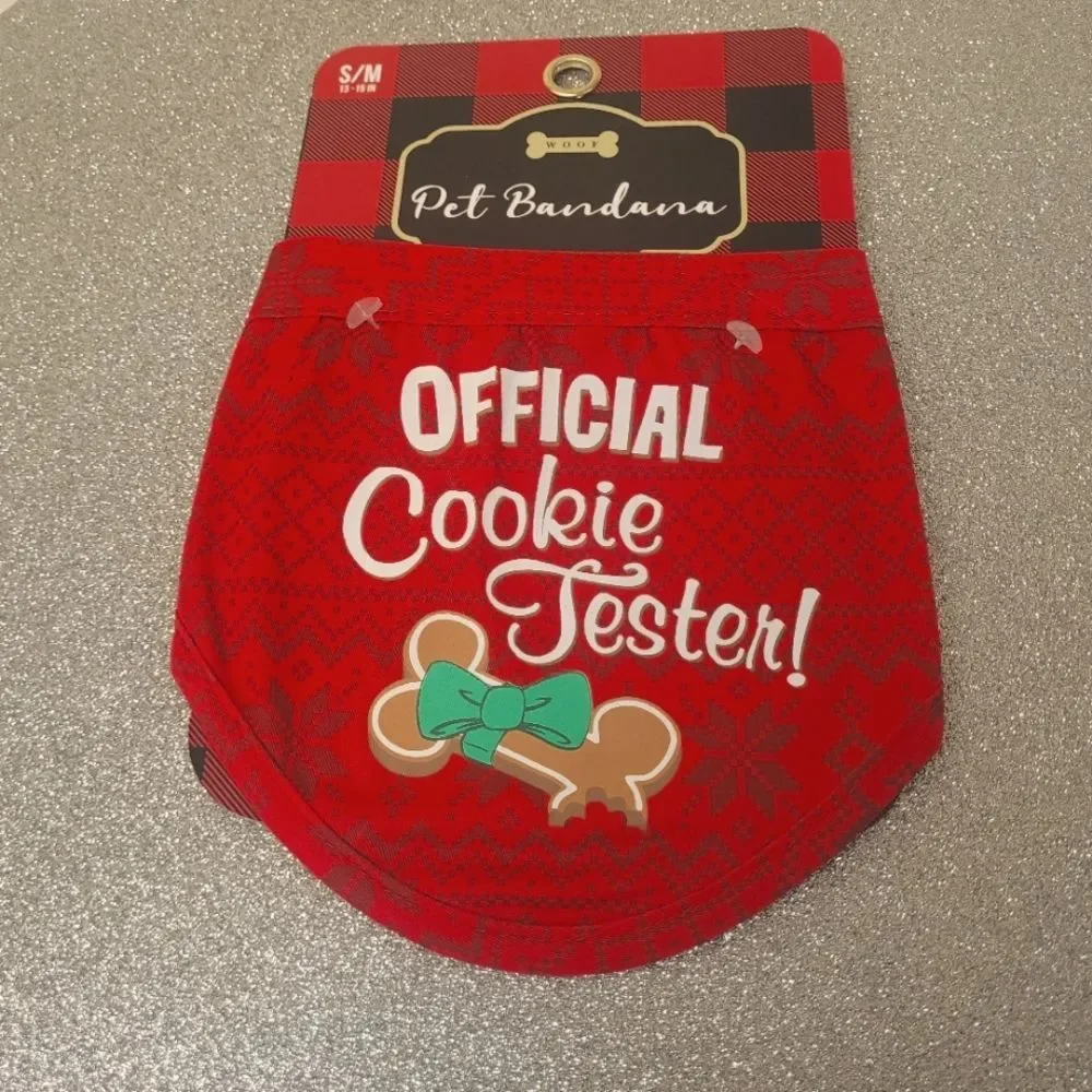 Woof Pet Bandana Official Cookie Tester Adjustable Neck Small-Medium Dog New OOS